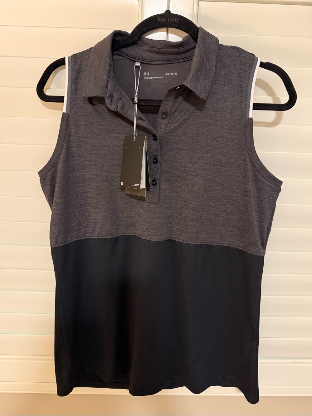 Under Armour Women’s Sleeveless Polo Tank Top in Charcoal and Black